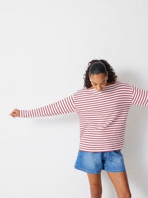 Футболка White Off - Hush Slash Neck Stripe