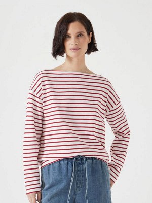 Футболка White Off - Hush Slash Neck Stripe