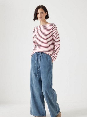 Футболка White Off - Hush Slash Neck Stripe