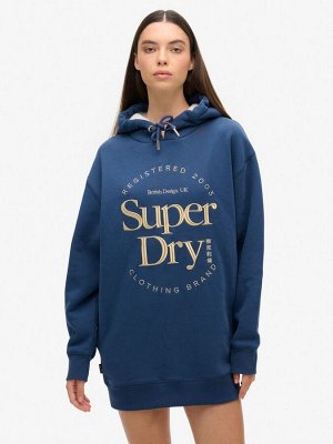 Платье с капюшоном и металлическим логотипом Superdry Luxe