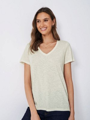 Футболка Crew Clothing Company Stripe с V-образным вырезом, 100% хлопок