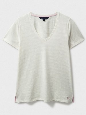 Футболка Crew Clothing Company Stripe с V-образным вырезом, 100% хлопок