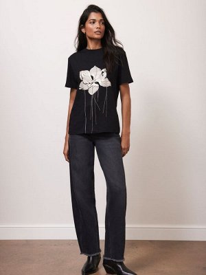 Футболка Mint Velvet из 100% хлопка с металлизированным цветочным принтом