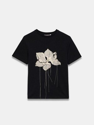 Футболка Mint Velvet из 100% хлопка с металлизированным цветочным принтом