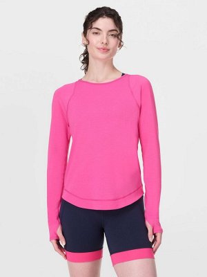 Розовый топ с длинными рукавами Sweaty Betty Breathe Easy