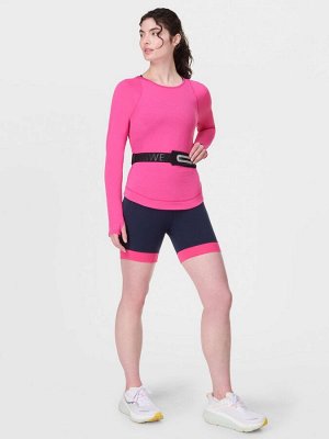 Розовый топ с длинными рукавами Sweaty Betty Breathe Easy