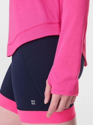 Розовый топ с длинными рукавами Sweaty Betty Breathe Easy
