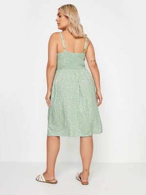 Зеленый - сарафан Yours Curve Navy с мелким цветочным принтом на бретельках