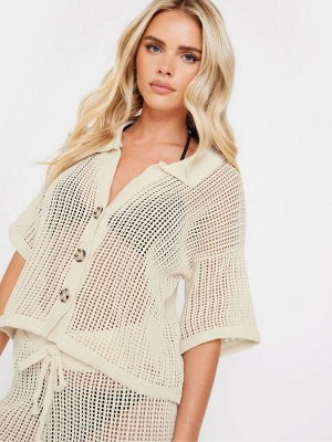 Кремовая рубашка PixieGirl Petite Crochet с короткими рукавами