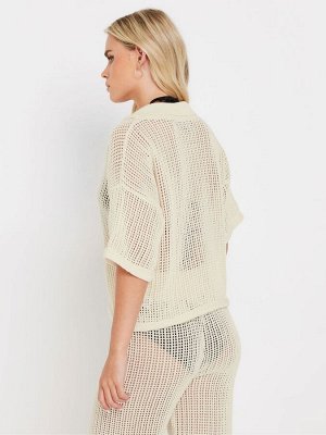 Кремовая рубашка PixieGirl Petite Crochet с короткими рукавами