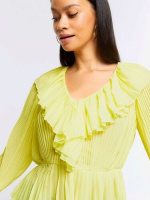 Желтая блузка River Island с длинными рукавами и складками