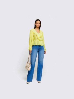 Желтая блузка River Island с длинными рукавами и складками