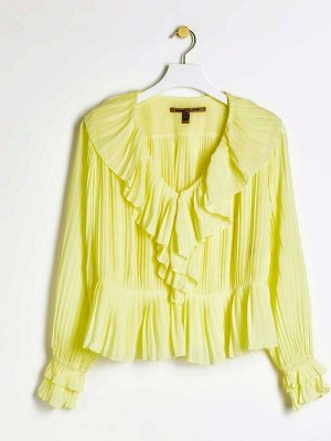 Желтая блузка River Island с длинными рукавами и складками