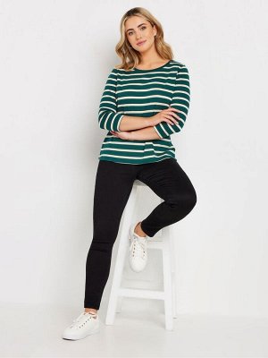 Футболка M&Co, рукав 3/4, круглый вырез, 100% хлопок, цвет «бутылочно-зелёный»