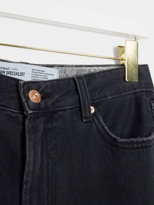 Черные джинсы River Island с высокой талией, свободные, прямого кроя, 100% хлопок