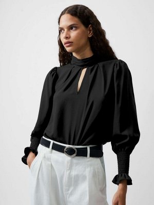 Топ French Connection Crepe Light с высоким воротом и длинными рукавами