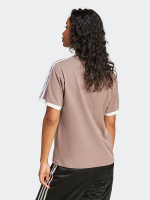 Коричневая футболка adidas originals с тремя полосками