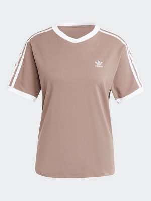 Коричневая футболка adidas originals с тремя полосками