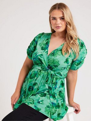 Зеленый - Топ-накидка Yours Curve London Tropical