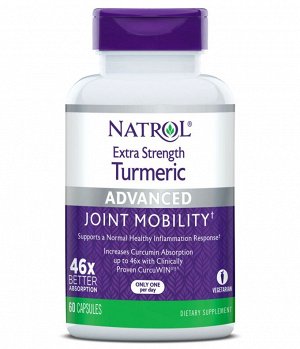 Natrol Extra Strength Turmeric, 60 капсул – усиленная формула куркумы с высокой биодоступностью