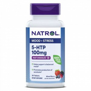 Natrol 5-HTP Extra Strength Fast Dissolve, 100мг, 30 таблеток – быстрорастворимые таблетки для поддержки настроения и сна