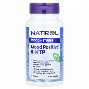 Natrol Mood Positive 5-HTP Mood & Stress Tablets, 50 мг, 50 таблеток — поддержка настроения и снижение стресса