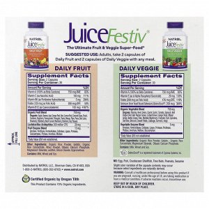Natrol JuiceFestiv, 2 бутылки по 60 капсул — ежедневная порция фруктов и овощей, поддержка иммунной системы