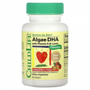 ChildLife Essentials, ДГК из водорослей с витамином А и лютеином, натуральные ягоды
