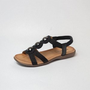 K241-TAN-01-A, сандалии, женские, иск.кожа, чёрный, иск.кожа, текстиль, ТЭП