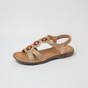 K241-TAN-01-Y, сандалии, женские, иск.кожа, золотой, иск.кожа, текстиль, ТЭП