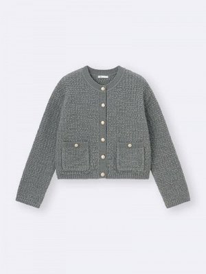 GU Tweedy Knit Cardigan – Твидовый вязаный кардиган с пуговицами и карманами