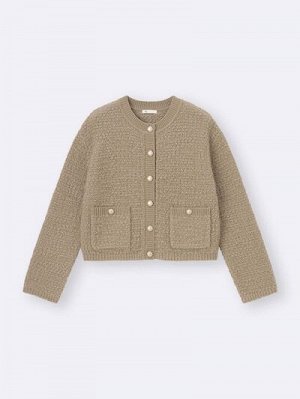 GU Tweedy Knit Cardigan – Твидовый вязаный кардиган с пуговицами и карманами