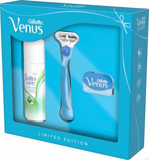 ПН GILLETTE VENUS Бритва с 2 смен кас+SATIN CARE Гель д/бр д/жен д/чувств кожи с Алое 75мл