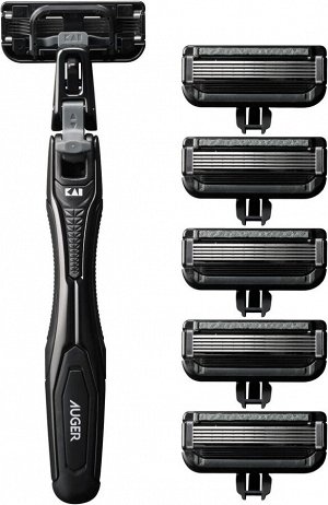 Бритвенный станок с 5 лезвиями KAI AUGER 5-Blade Razor Combo Pack (6 сменных кассет)