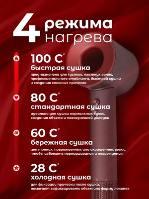 Фен для волос Hair Dryer ( HD15 ) / Фен розовый / Фен 5в1 / Фен с насадками / Фен