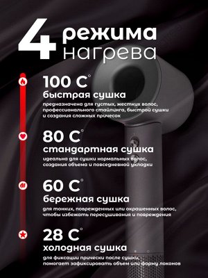 Фен для волос Hair Dryer ( HD15 ) / Фен розовый / Фен 5в1 / Фен с насадками / Фен