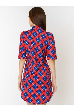 #87190 Платье-рубашка сине-красный