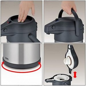 Термос из нержавеющей стали с помпой Thermos TAH‑3000-SBK Stainless Steel Air Pot 3.0L