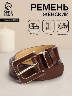 Ремень женский 110x2.3 см, с классической пряжкой в ремня, коричневый