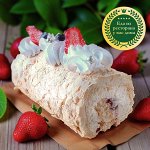 Меренговый рулет с клубникой