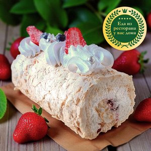Меренговый рулет с клубникой