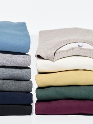 UNIQLO - хлопковый свитшот унисекс с круглым вырезом - 04 GRAY