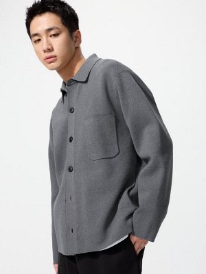 UNIQLO – мужской кардиган Milano Rib с воротником - 07 GRAY