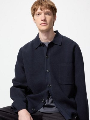 UNIQLO – мужской кардиган Milano Rib с воротником - 69 NAVY