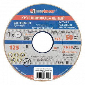 Круг шлифовальный, 125 х 16 х 32 мм, 25А, F60, (М, N) "Луга"