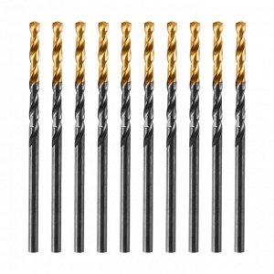 Сверло по металлу, 2,5 мм, HSS-Tin, Golden Tip, 10 шт. Denzel