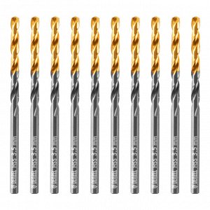 Сверло по металлу, 3,5 мм, HSS-Tin, Golden Tip, 10 шт. Denzel
