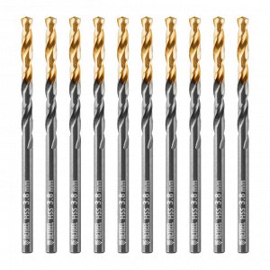 Сверло по металлу, 3,8 мм, HSS-Tin, Golden Tip, 10 шт. Denzel