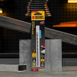 Сверло спиральное по металлу 4,5 х 126 мм, Р6М5, Golden Tip, удлиненное Denzel