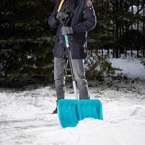 Лопата для уборки снега, полипропилен, 540х375х1420мм, алюминиевый черенок, ПВХ накладка, LUXE Palisad